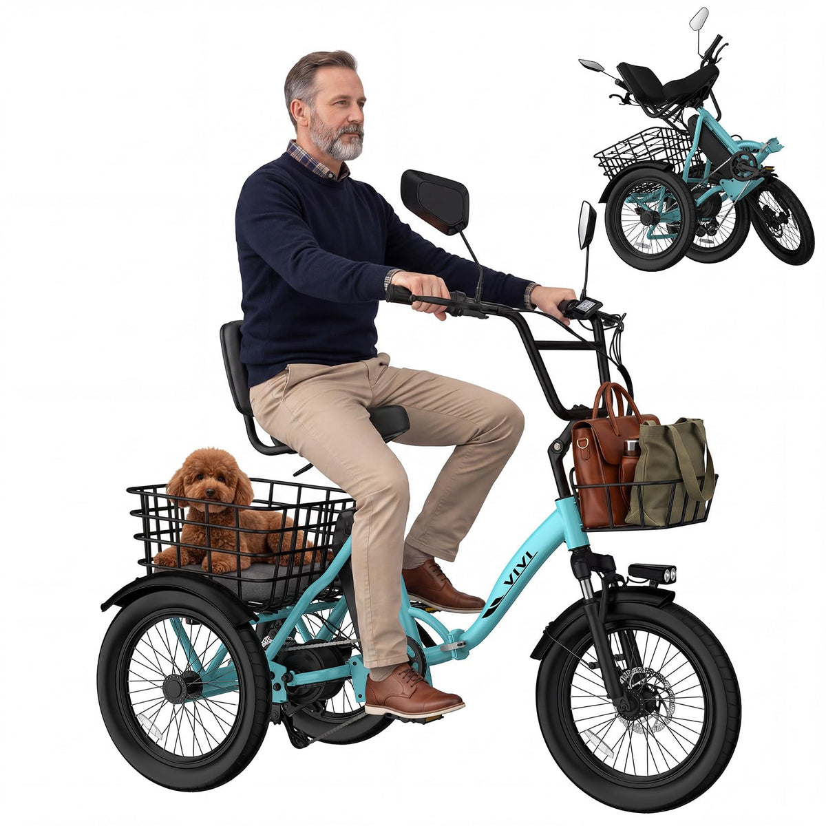 Folding Electric Tricycle 1000W 48V 18" Tire K841