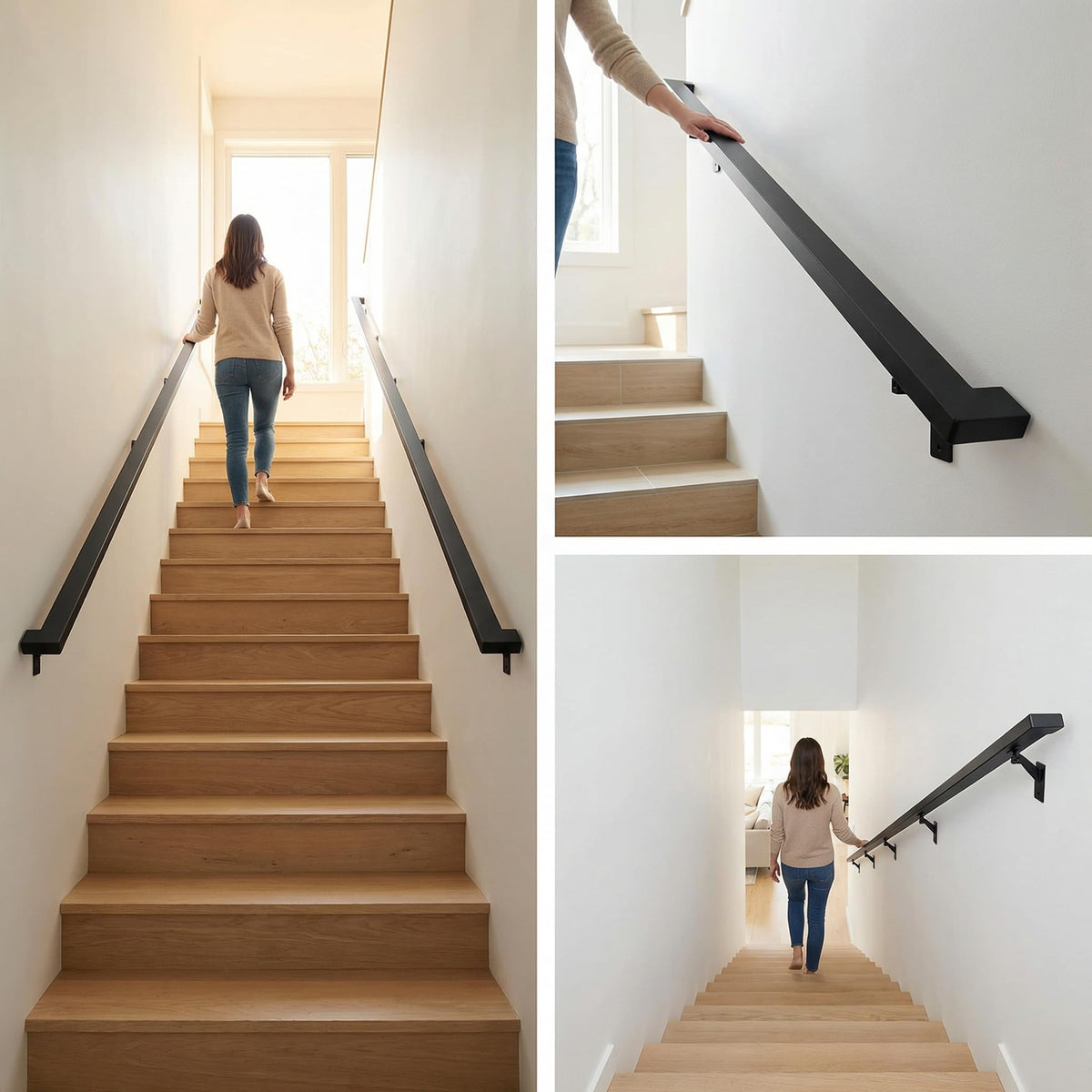 8 FT Aluminum Handrail Kit with 304 Stainless Steel Brackets K19092
