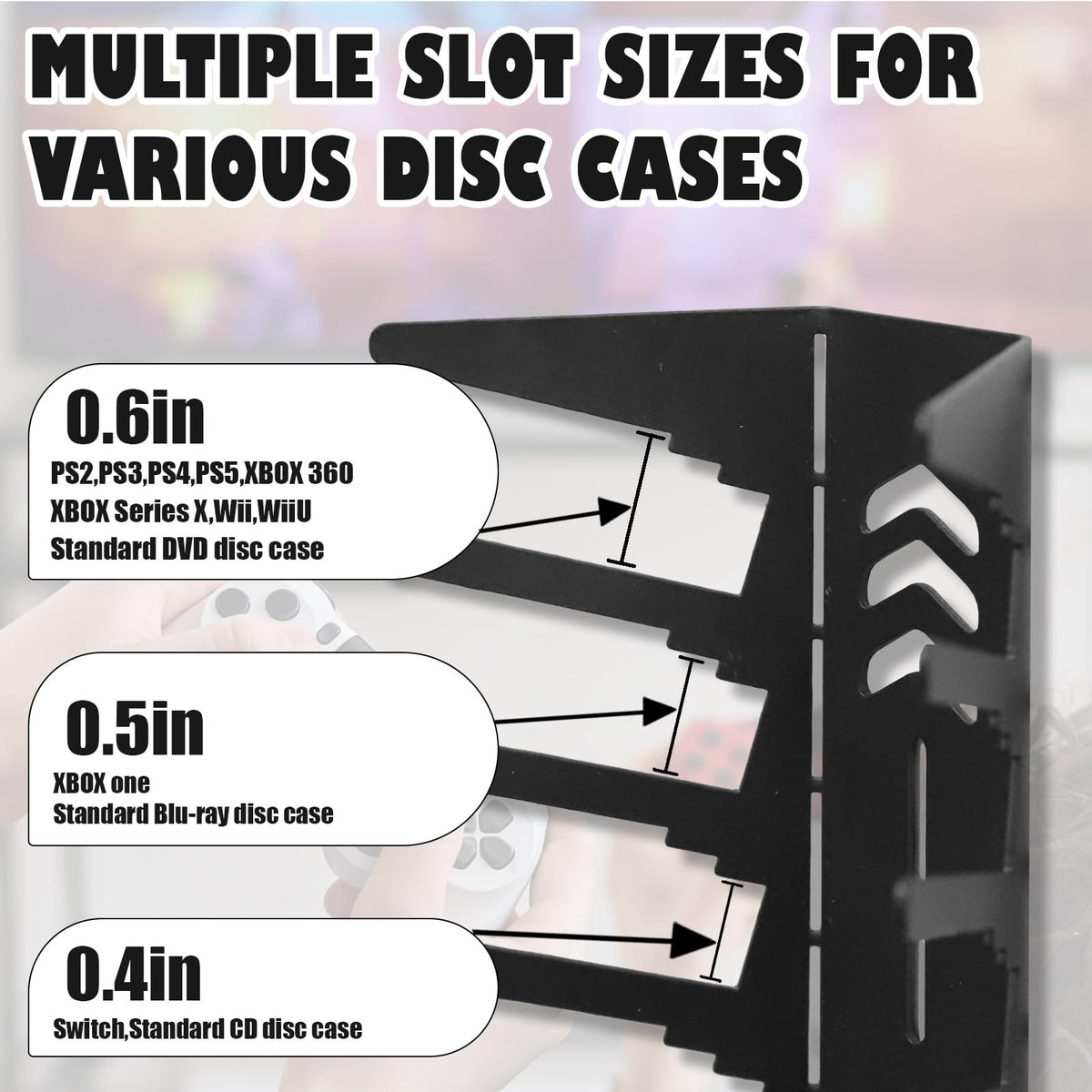 4-Pack Wall Mount Metal DVD Rack Holds 72 Games F912
