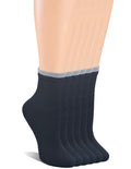 6 Pairs Bamboo Rayon Breathable Quarter Socks with Seamless Toe U2441