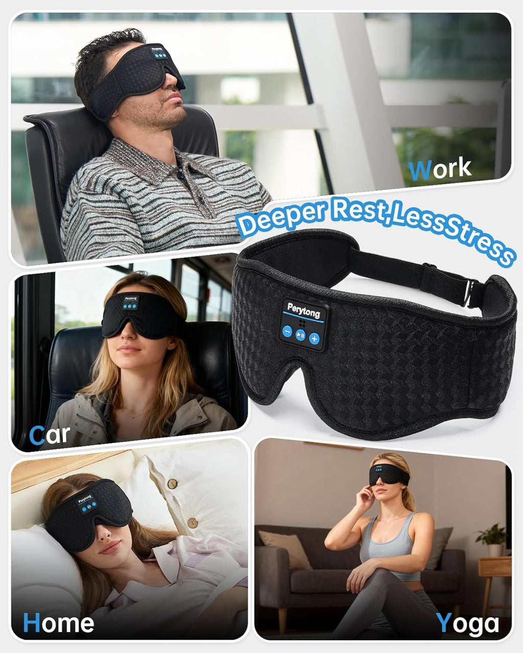 2 Pack Bluetooth Sleep Mask and Headband Headphones Set N2173