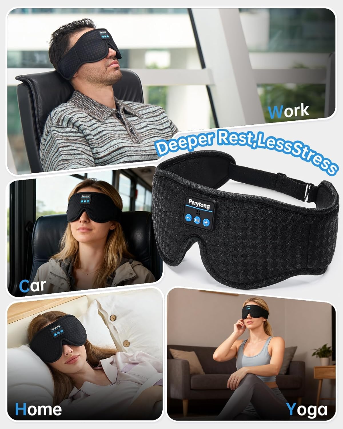 2 Pack Bluetooth Sleep Mask and Headband Headphones Set N2173