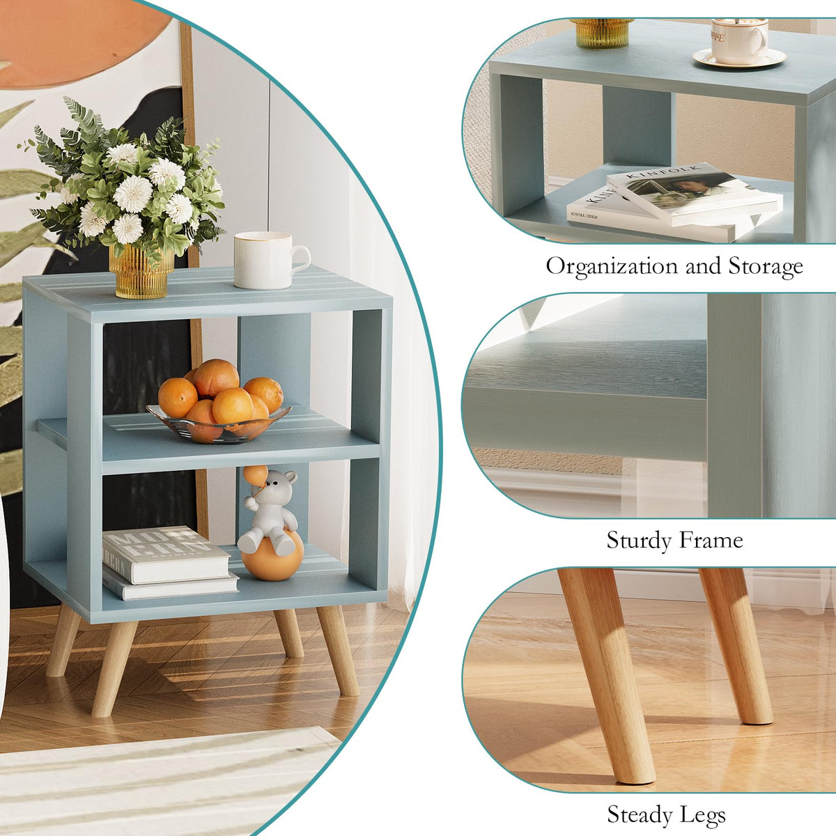 Blue 2-Tier Kids Nightstand D9104