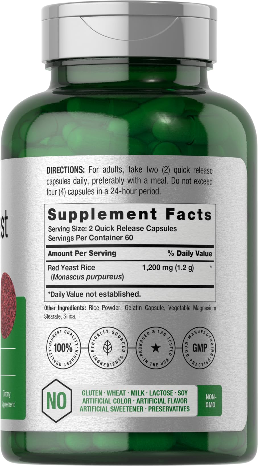 Red Yeast Rice 1200 mg 120 Capsules A867693