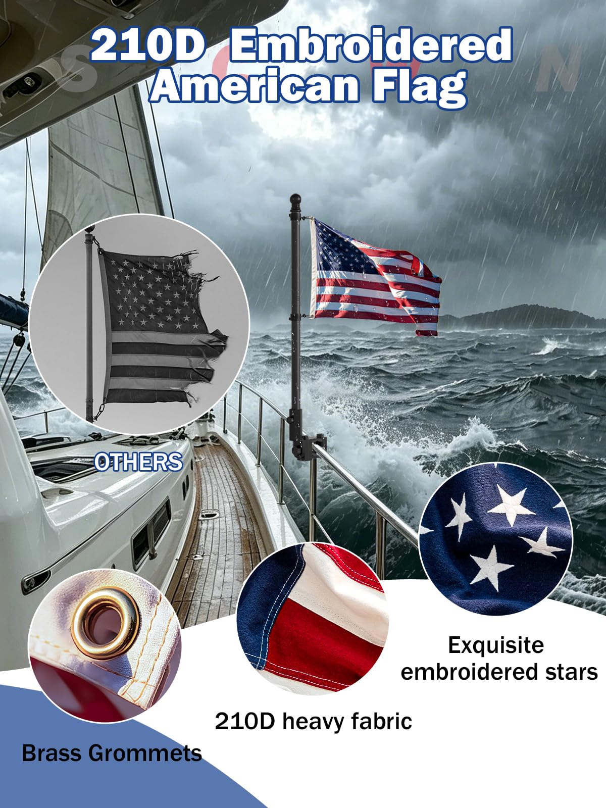 2.5FT Stainless Steel Boat Flag Pole Kit M926563