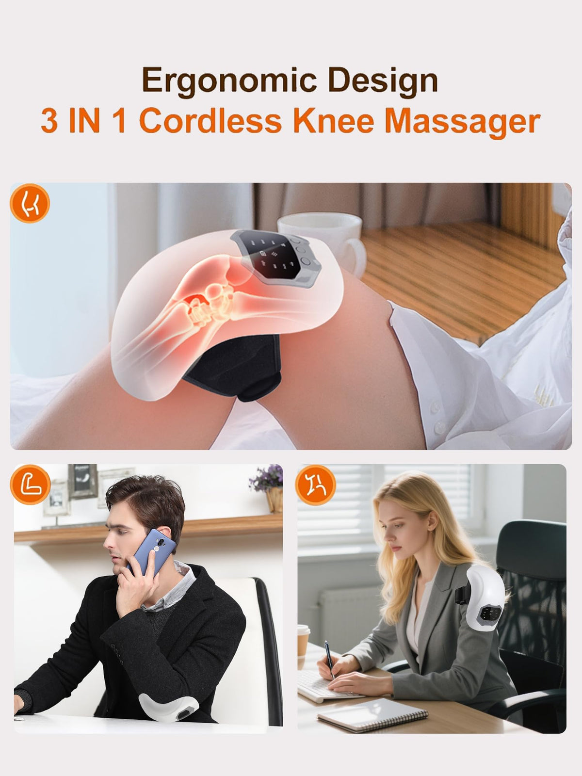 Cordless Portable Knee Massager with 3 Vibration Modes Q407823