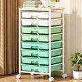 Green Rolling Cart with 8 Drawers L4949