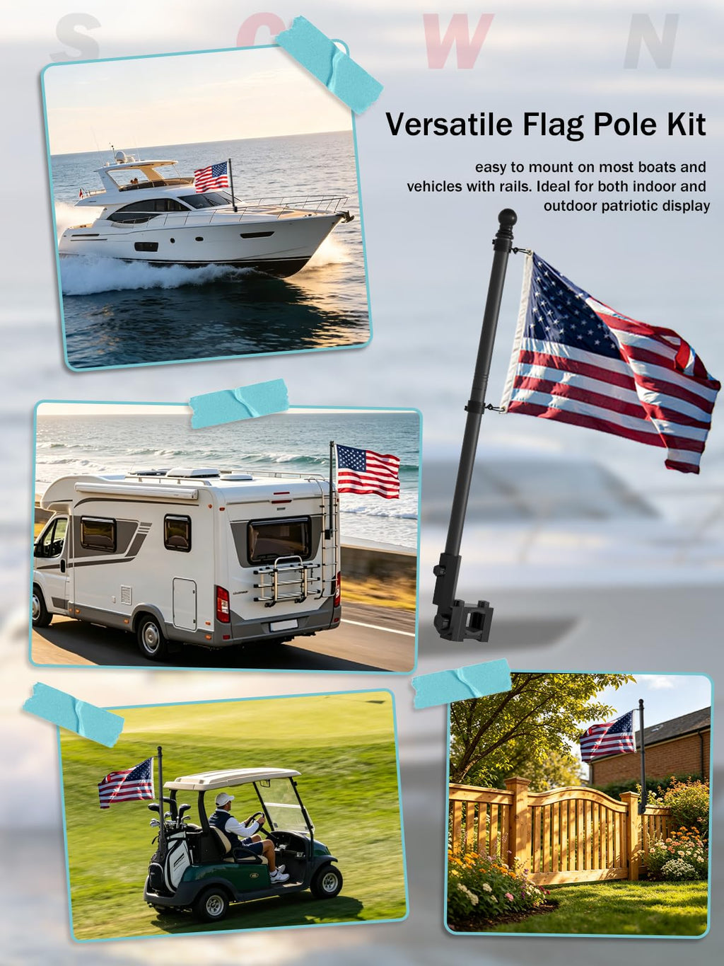 2.5FT Stainless Steel Boat Flag Pole Kit M926563