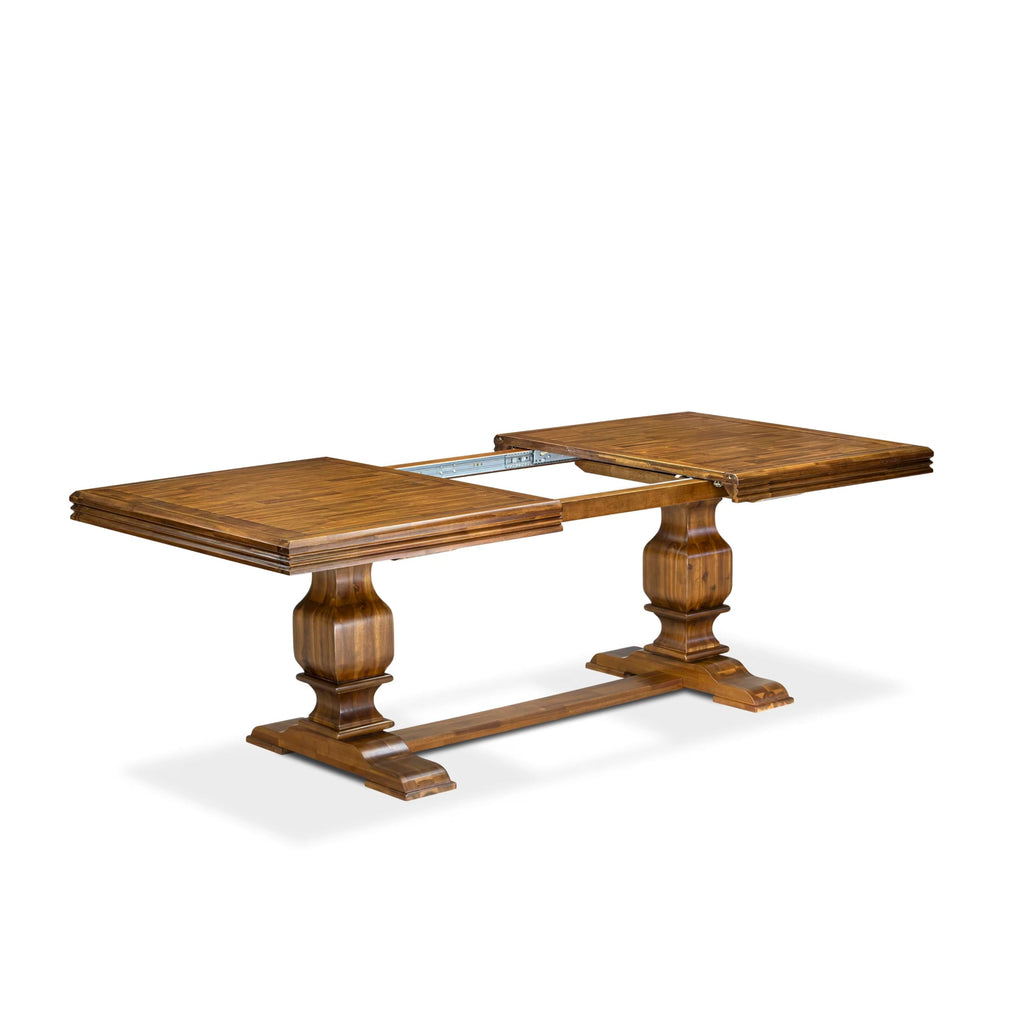 9 Piece Dining Table Set with 8 Beige Fabric Chairs N2361