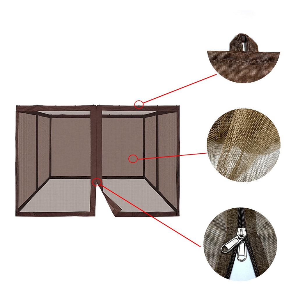 10' x 12' 4-Panel Mosquito Netting Sidewall Curtain with Zippers C790861