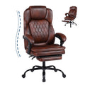 Big and Tall Brown PU Leather Reclining Office Chair with Foot Rest M115408