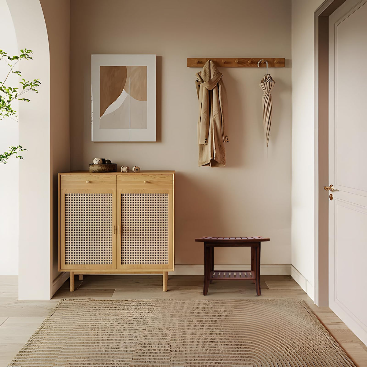 Teak Wood Shower Bench 22"×13"×19" R105792