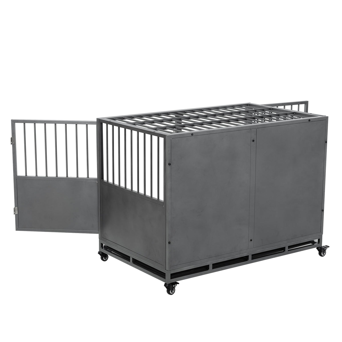 48 inch Heavy Duty Folding Metal Dog Cage with Divider Panel Q405