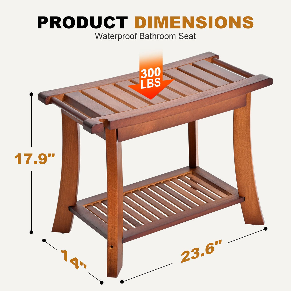 24" 2-Tier Teak Shower Bench G512