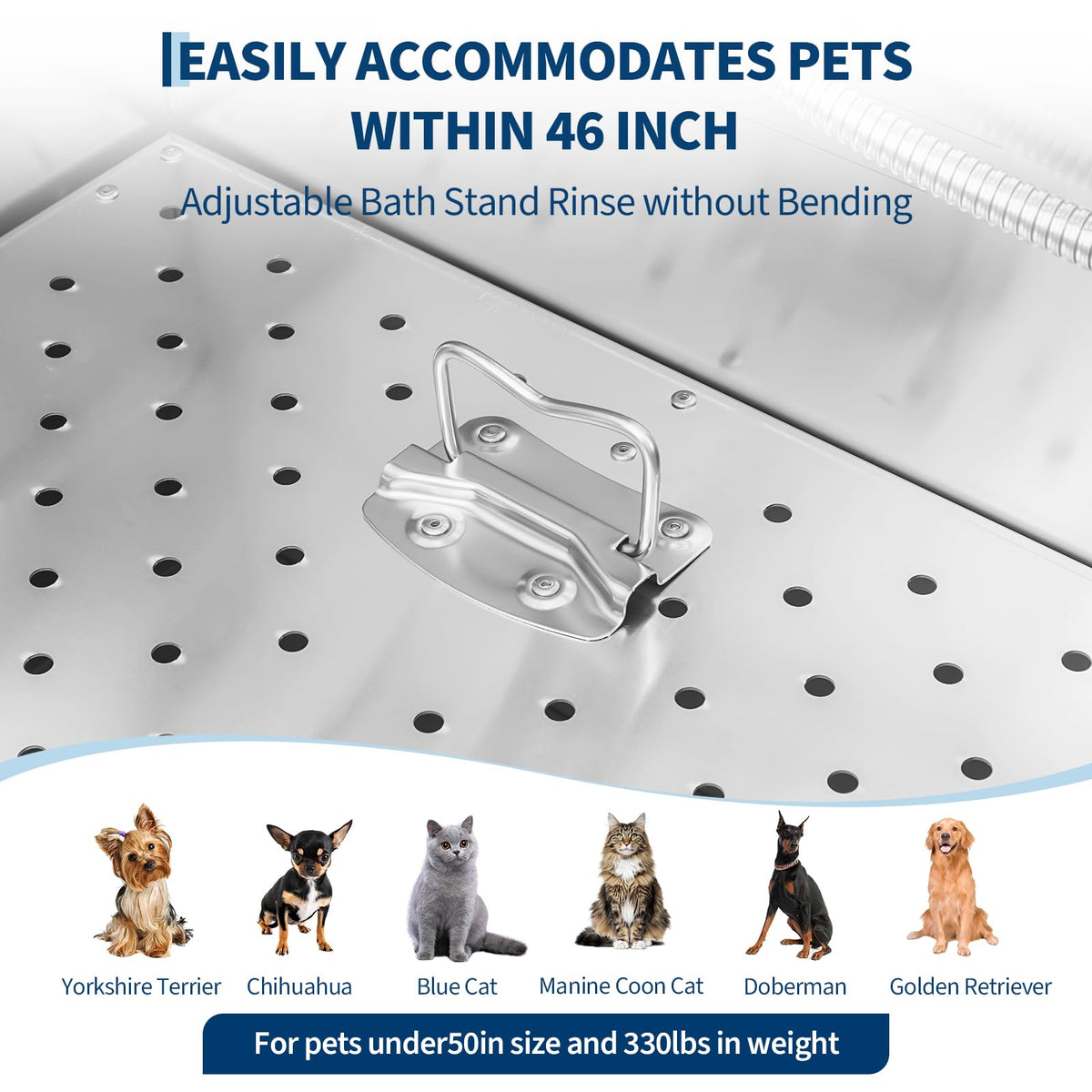 46 Inch Stainless Steel Dog Washing Station with Access Stairs N424