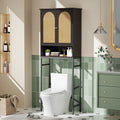 Rattan Wood Toilet Storage Cabinet with Metal Stand D627