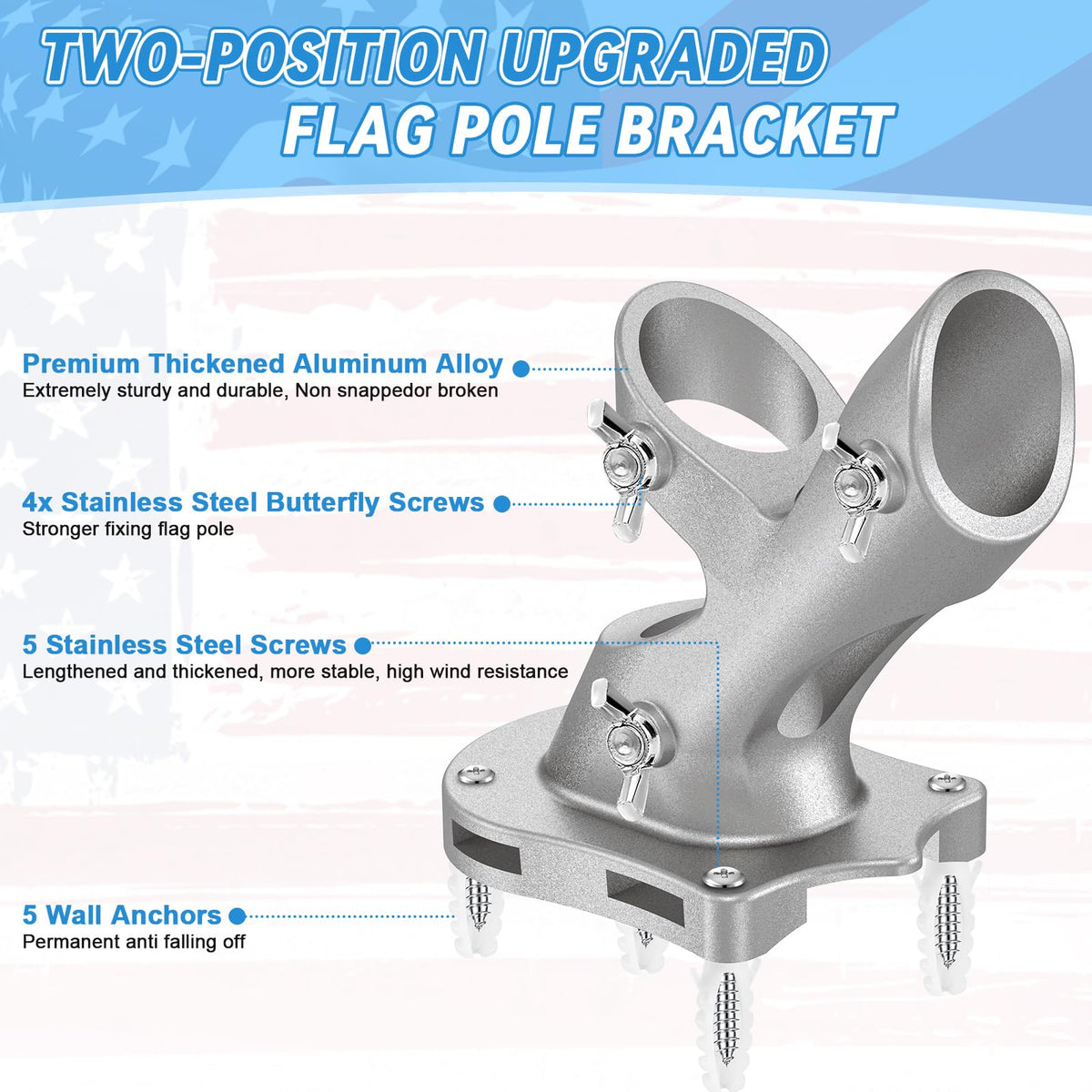 1" Metal Flag Pole Holder with 3 Fixed Holes G987