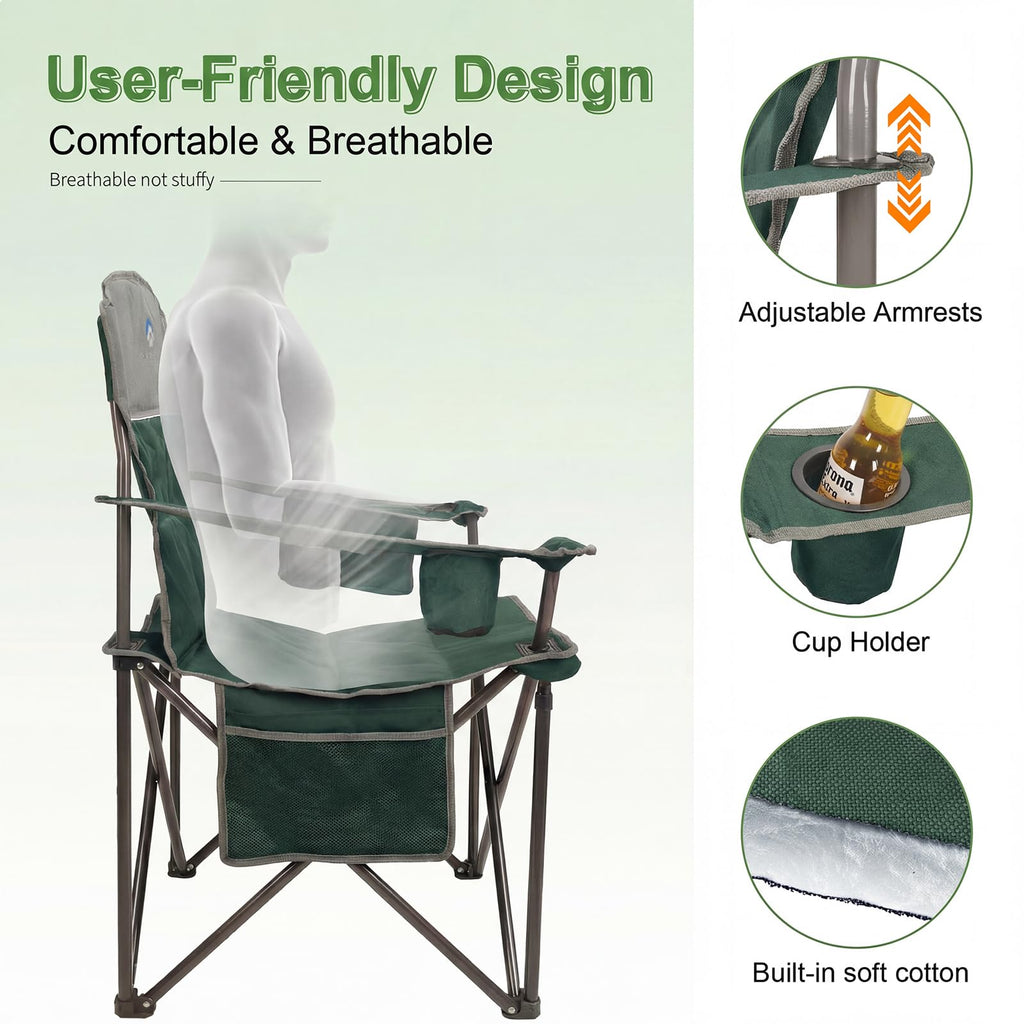 Oversized 2 Pack Heavy Duty Padded Camping Chair with Cooler Bag R540392