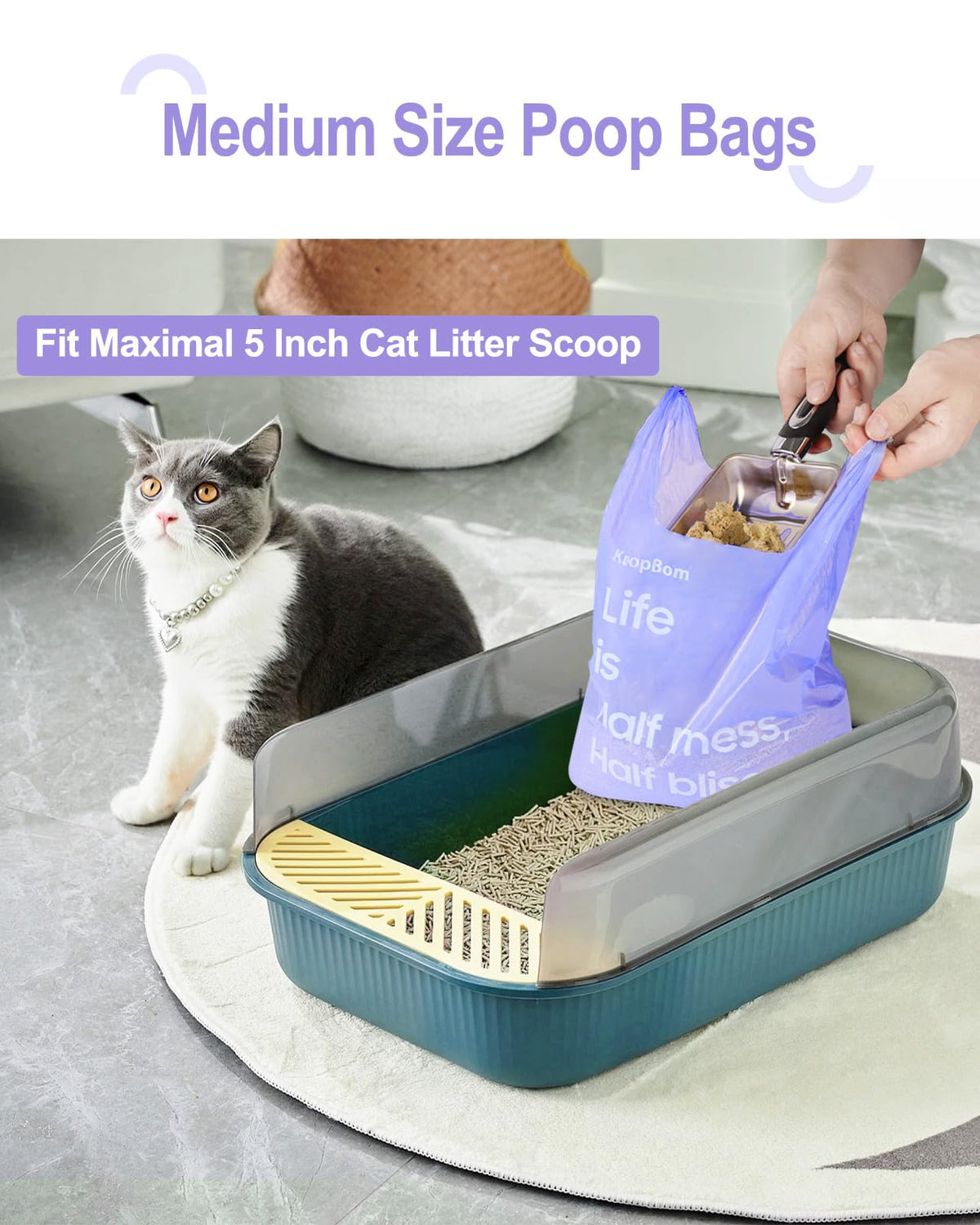 125 Count Lavender Scented Cat Litter Bags with Handles A36851