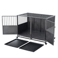 48 inch Heavy Duty Folding Metal Dog Cage with Divider Panel Q405