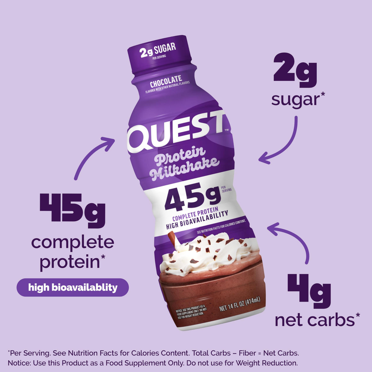 Chocolate Protein Shake, 45g Protein, 12 Count D976