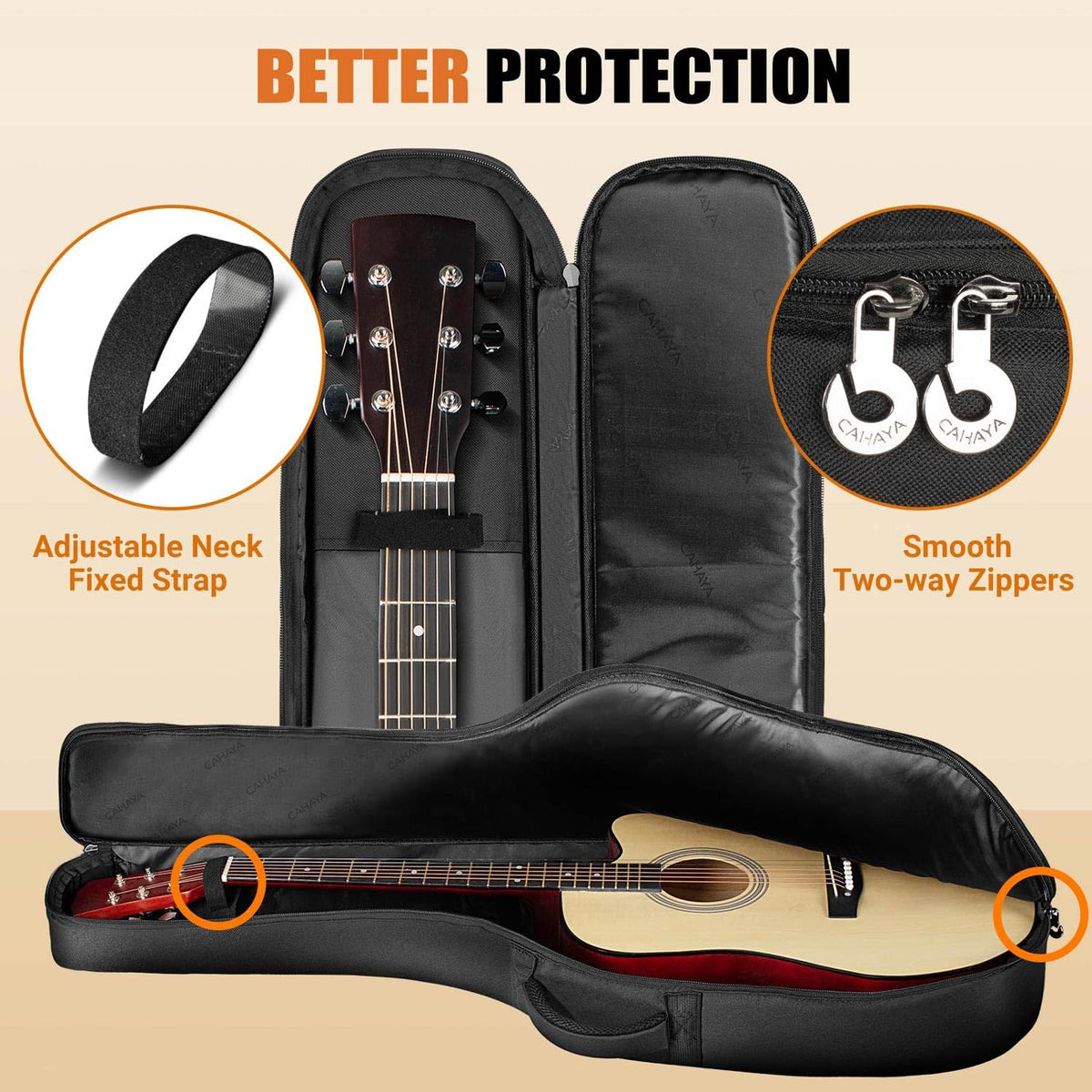 42 43 44In 0.5In Thick Padding Acoustic Guitar Bag M520