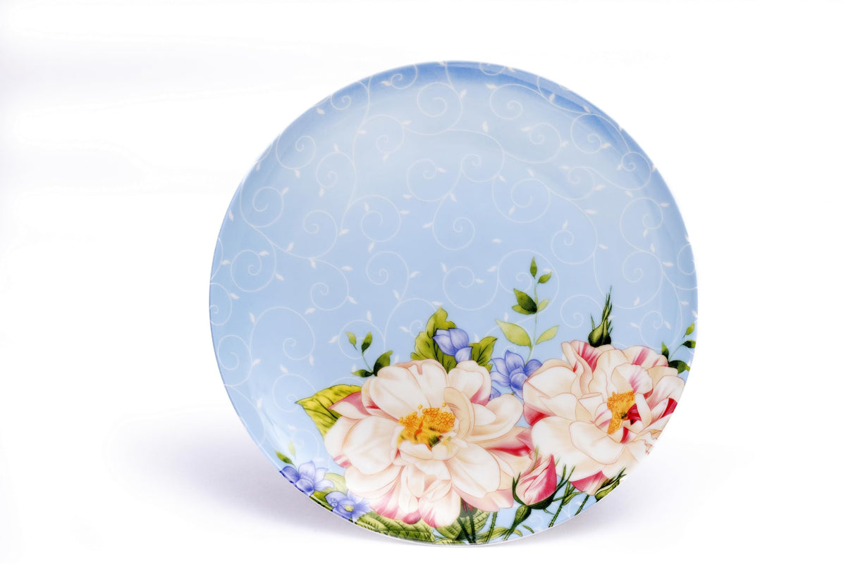 Blue Ceramic Porcelain 12 Pc Plates and Mugs Set U10998