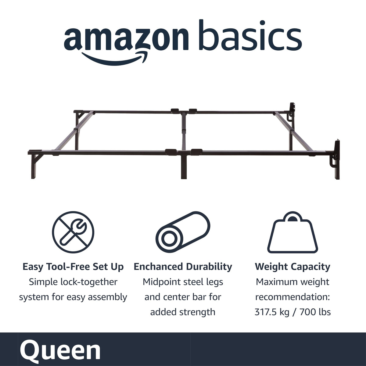 Queen Size Black Metal Bed Frame H64041