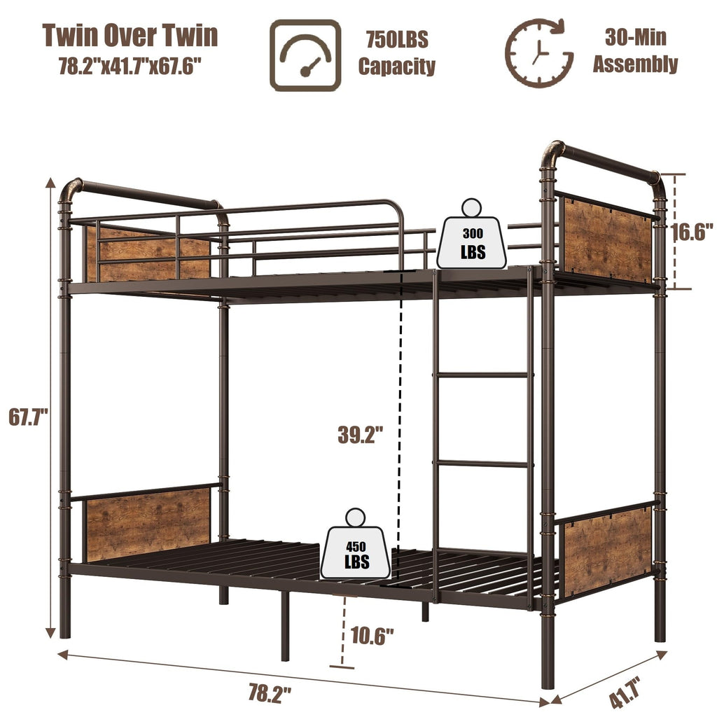 Twin Over Twin Bunk Bed M875