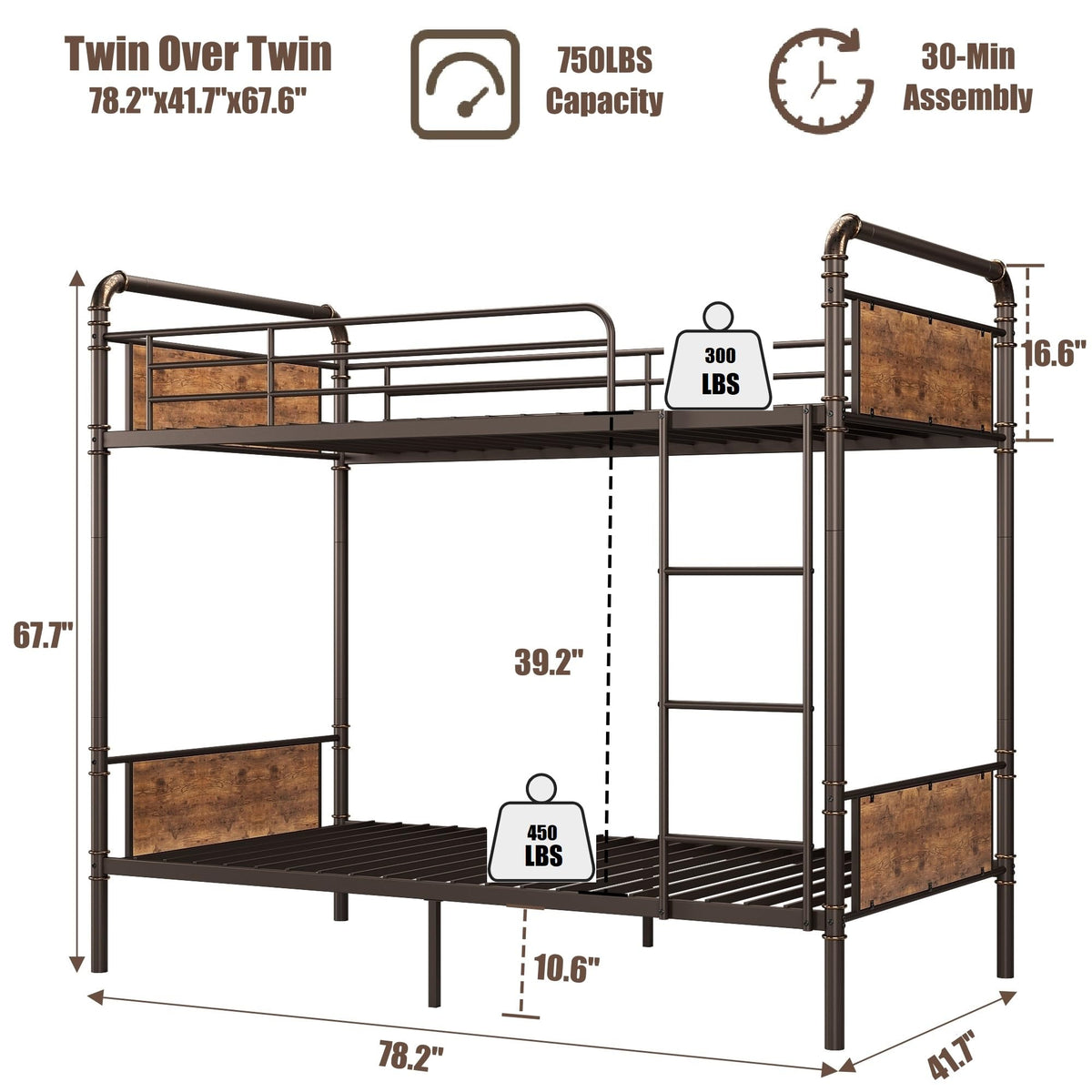Twin Over Twin Bunk Bed M875