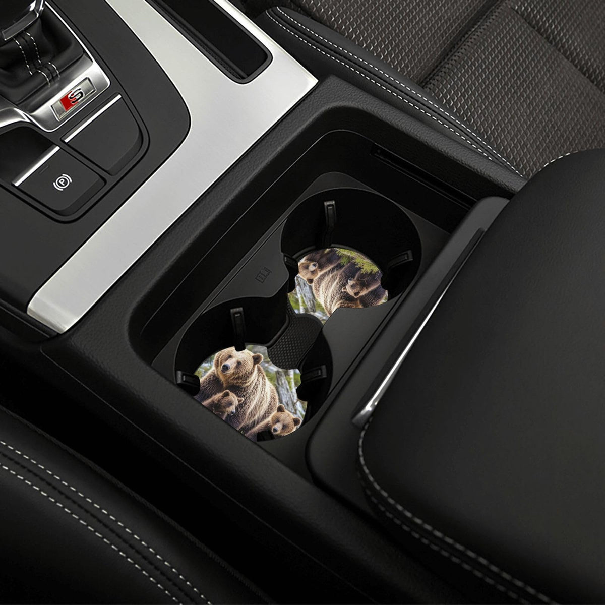 Black Drink Coasters with Metal Holder Set of 2 I467032