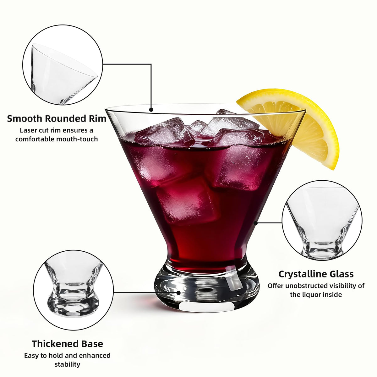 Stemless Martini Glasses Set of 12 X8860