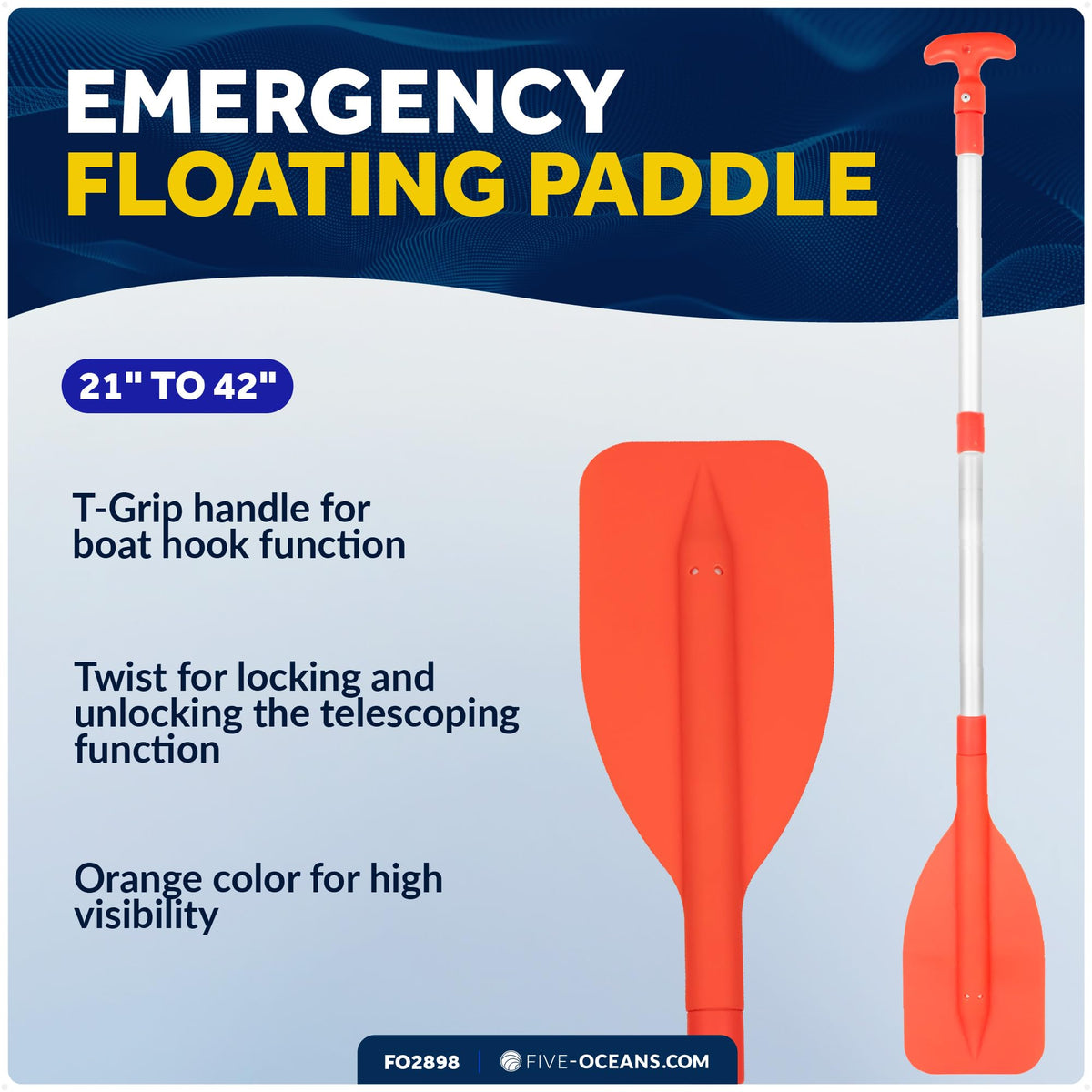 Telescoping Floating Orange Boat Paddle X3027