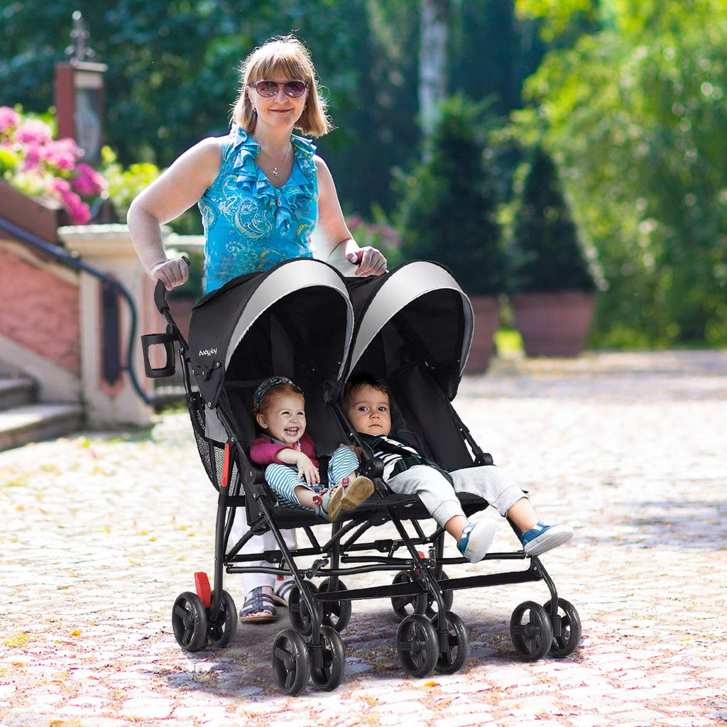 Lightweight Double Umbrella Stroller with Cup Holder and Adjustable Canopy J976