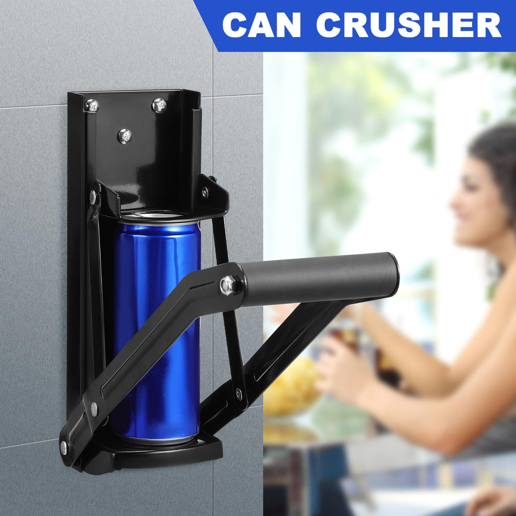 Black Wall Mounted Can Crusher with Bottle Opener Y8351