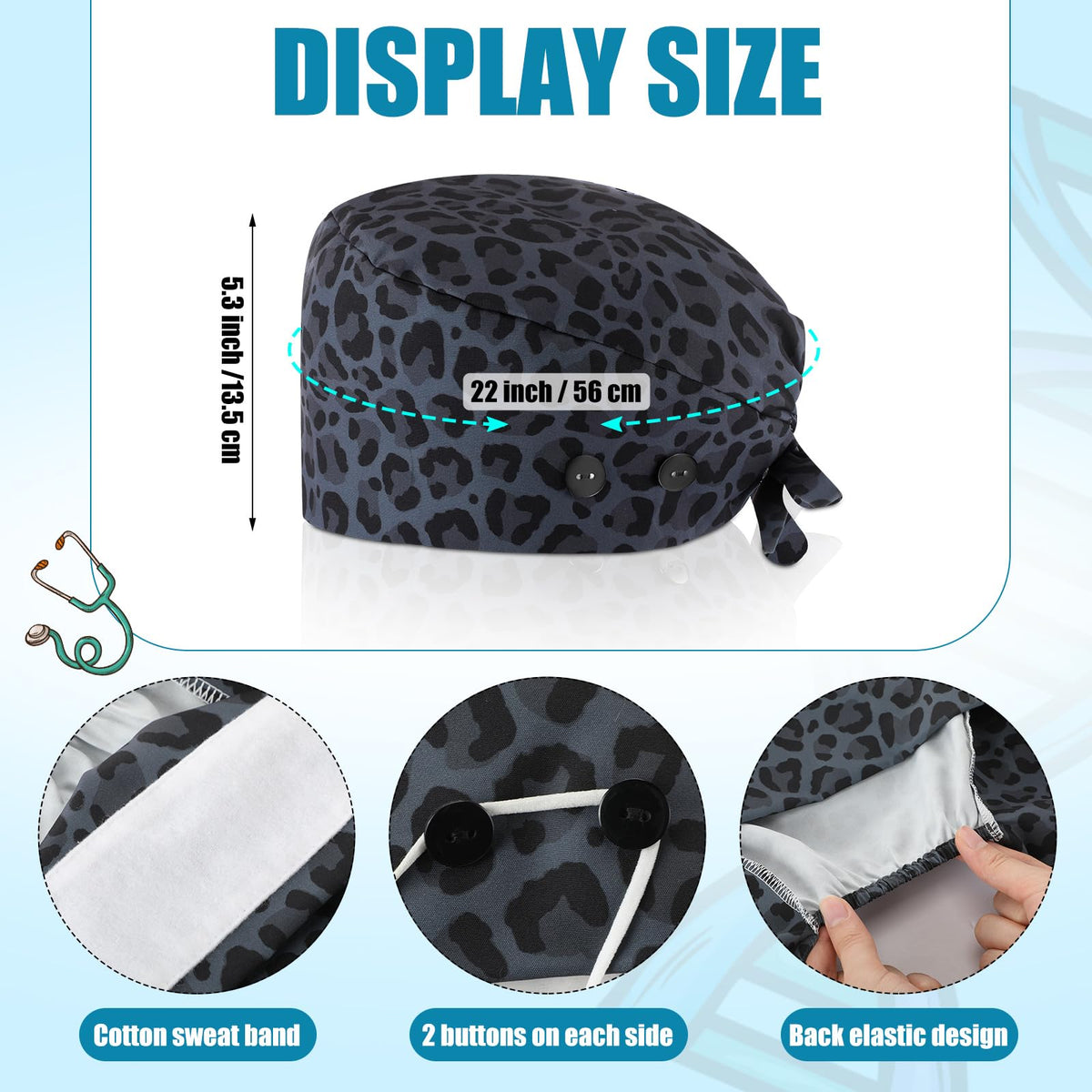 4 Pcs Nurse Scrub Caps F24329