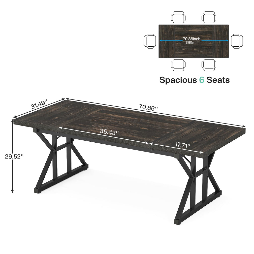 70.8 Inch Black Oak Executive Desk E865
