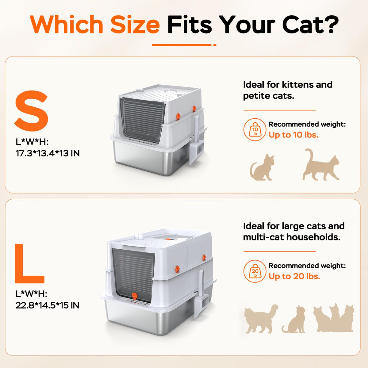 Stainless Steel Enclosed Cat Litter Box with Lid and Scoop H14595