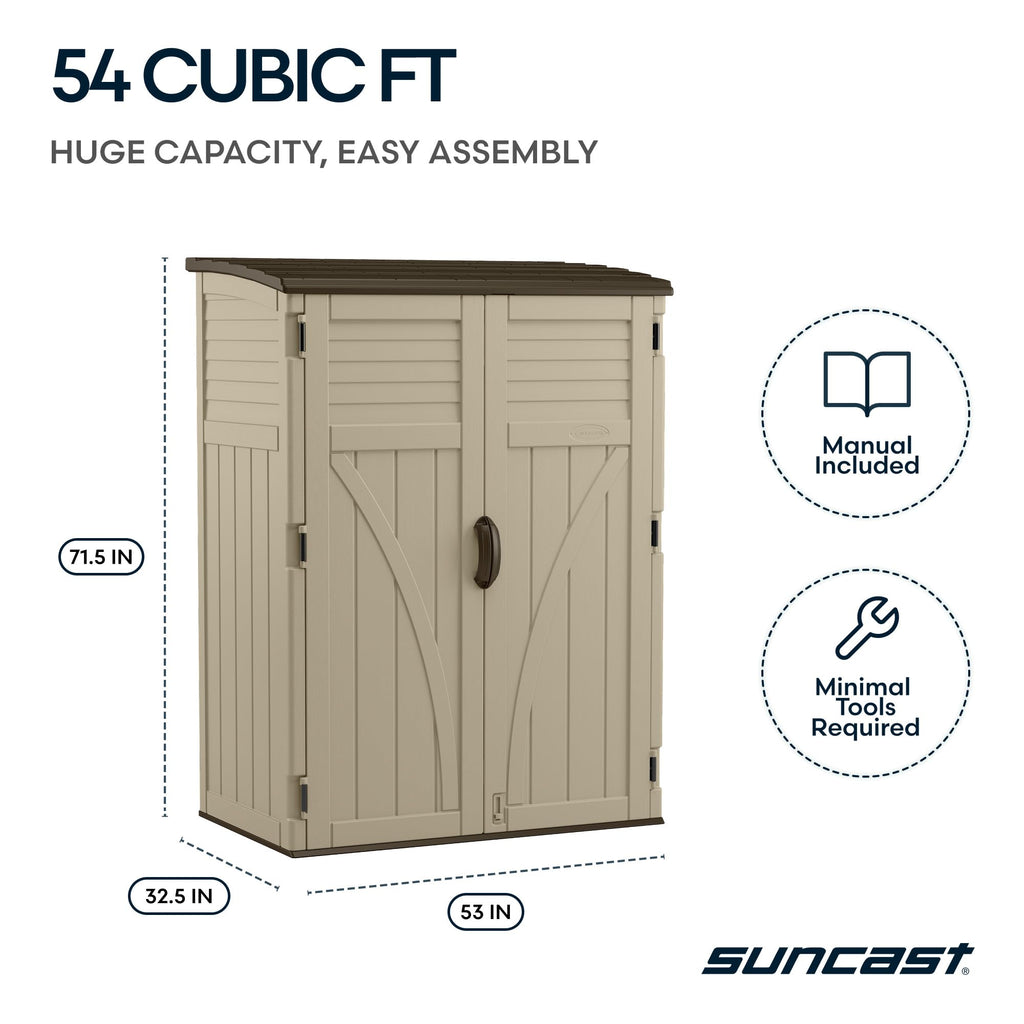 Water Resistant Resin Vertical Outdoor Storage Shed 54 cu. ft. H4630