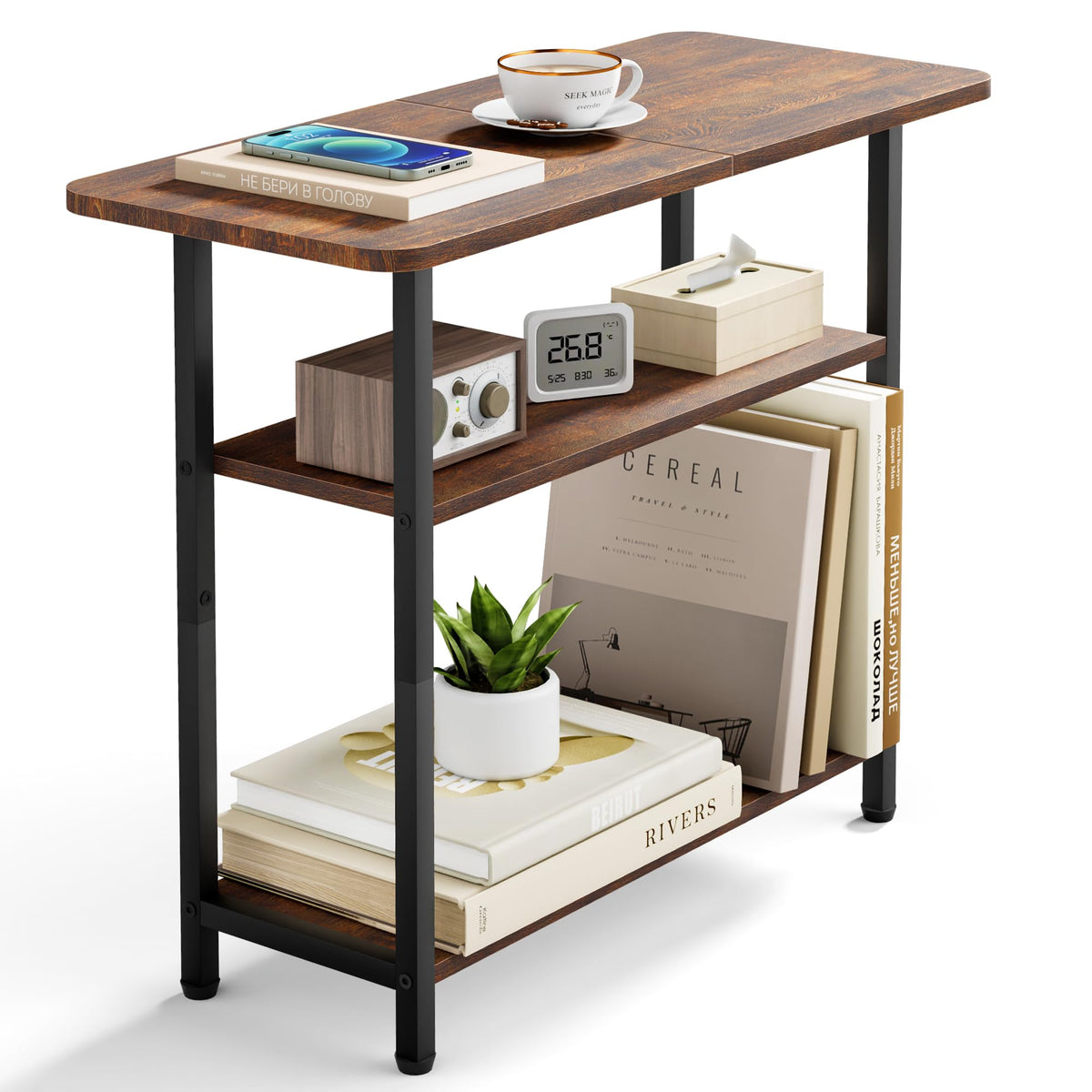 3-Tier Side Table with Storage Tabletop Y509