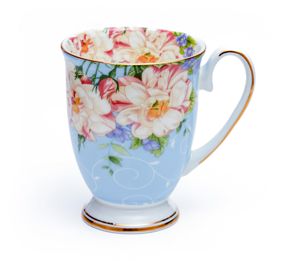 Blue Ceramic Porcelain 12 Pc Plates and Mugs Set U10998