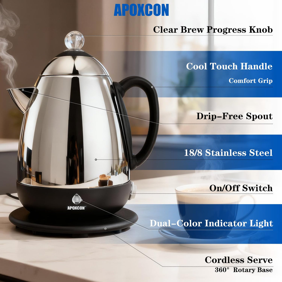 Electric Stainless Steel Coffee Percolator 10 Cup Z532778
