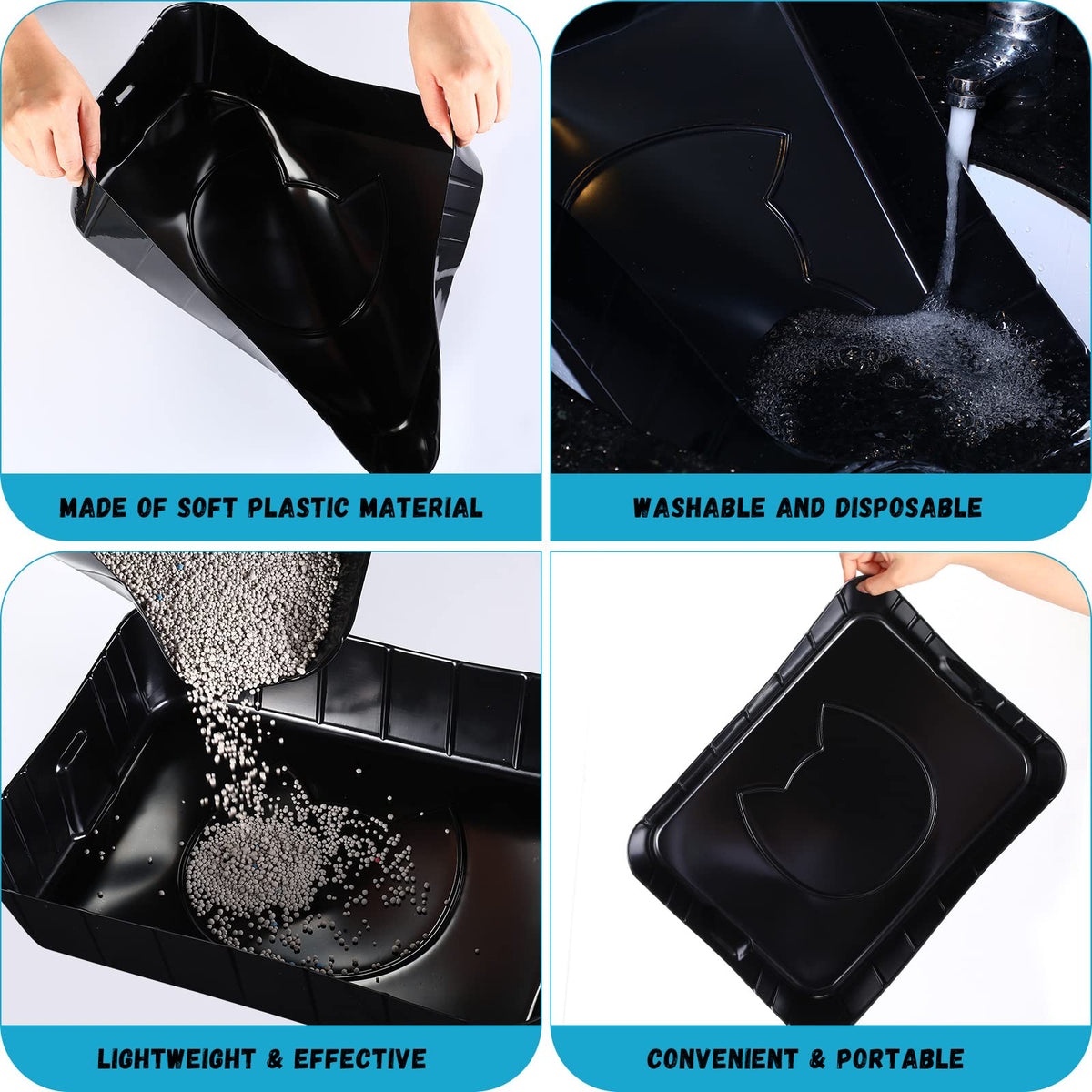 50 Pieces Disposable Litter Box for Cats Large Black L32216