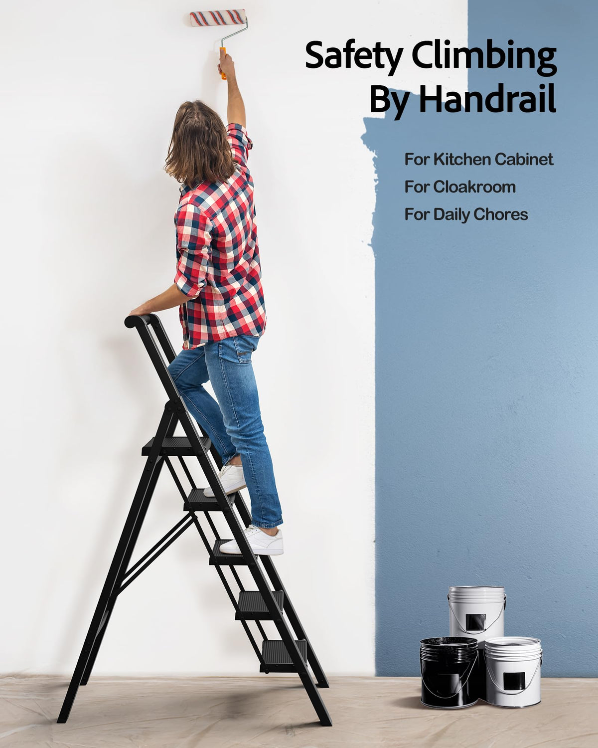 5 Step Aluminum Folding Ladder Y1986