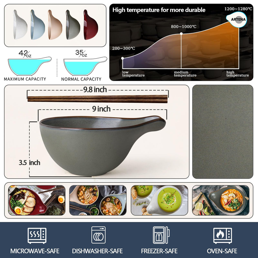 42oz Ceramic Ramen Bowl Set of 4 E79417