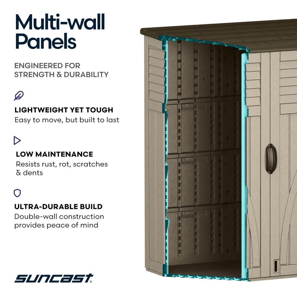 Water Resistant Resin Vertical Outdoor Storage Shed 54 cu. ft. H4630