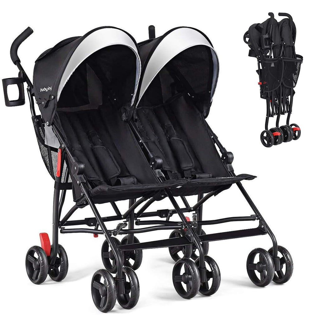 Lightweight Double Umbrella Stroller with Cup Holder and Adjustable Canopy J976