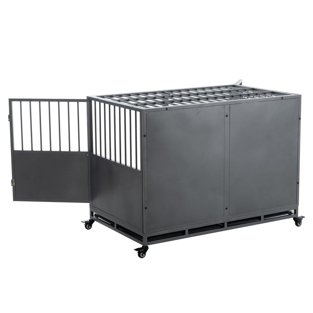 48 inch Heavy Duty Folding Metal Dog Cage with Divider Panel Q405