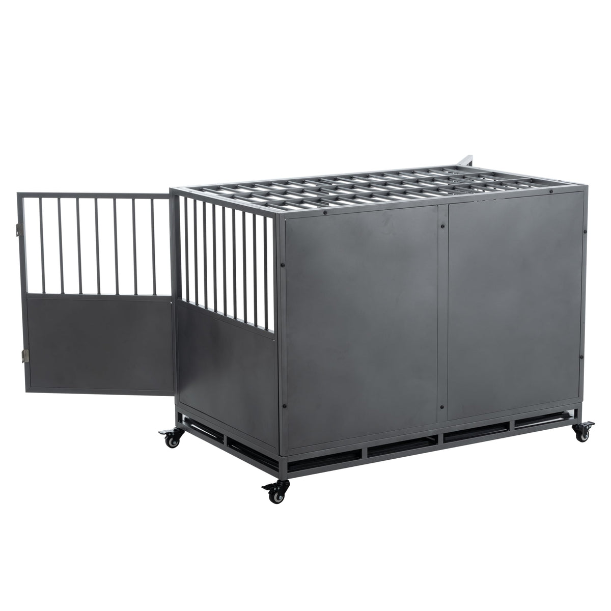 48 inch Heavy Duty Folding Metal Dog Cage with Divider Panel Q405