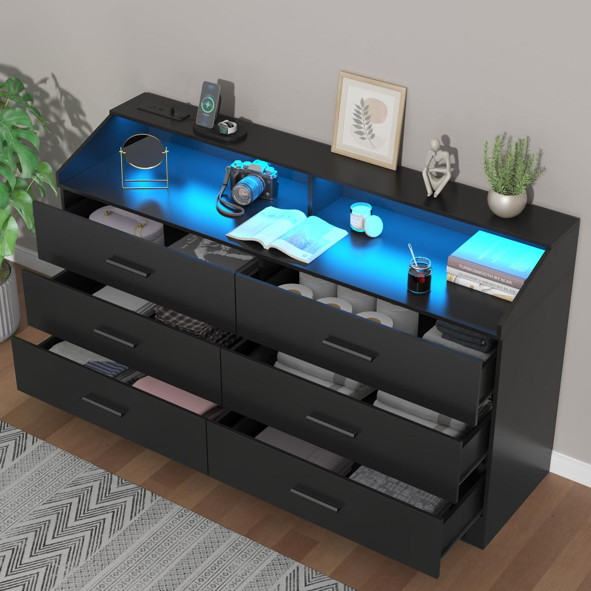 6 Drawer Dresser with Power Outlet B280